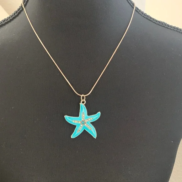 NWOT Turquoise Starfish Pendant Necklace. - Picture 1 of 5